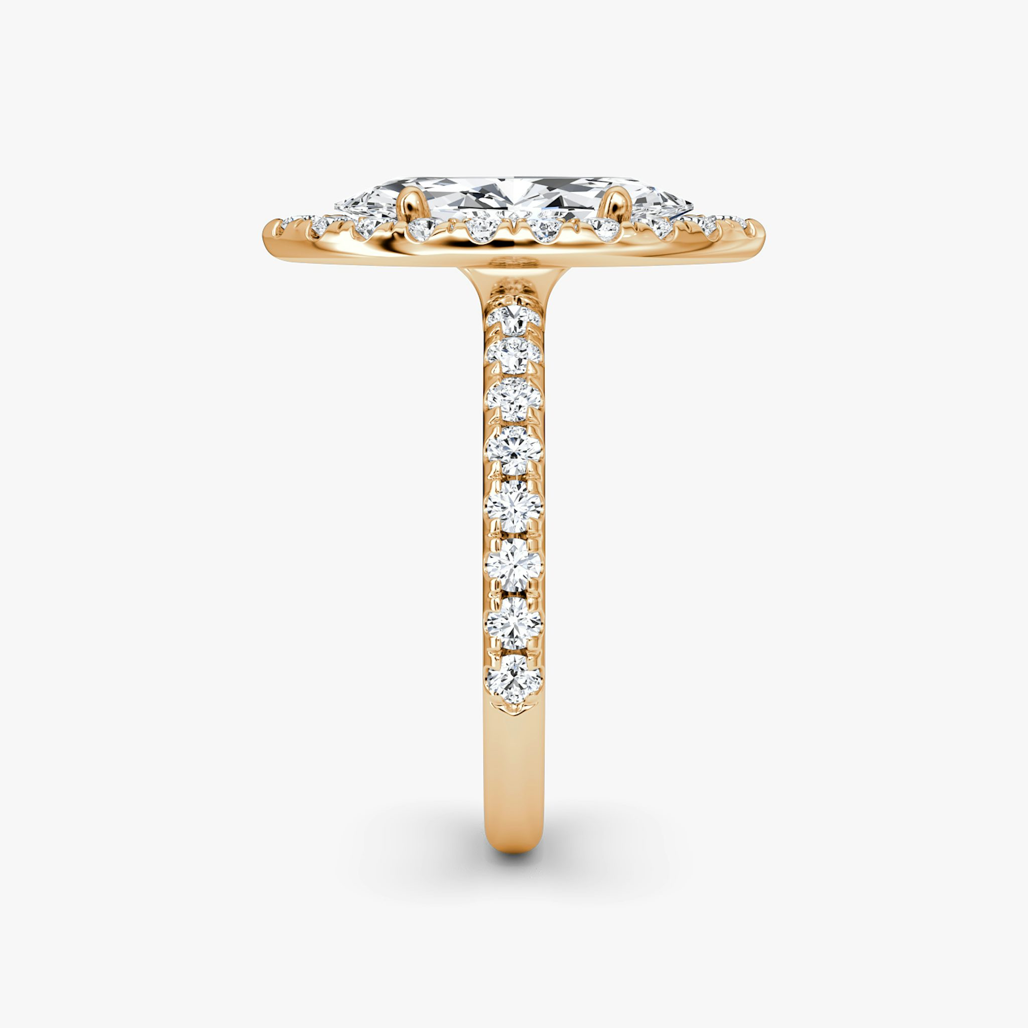 The Halo | Marquise | 14k | Rose Gold | bandAccent: Pavé | haloSize: large | diamondOrientation: vertical | caratWeight: other