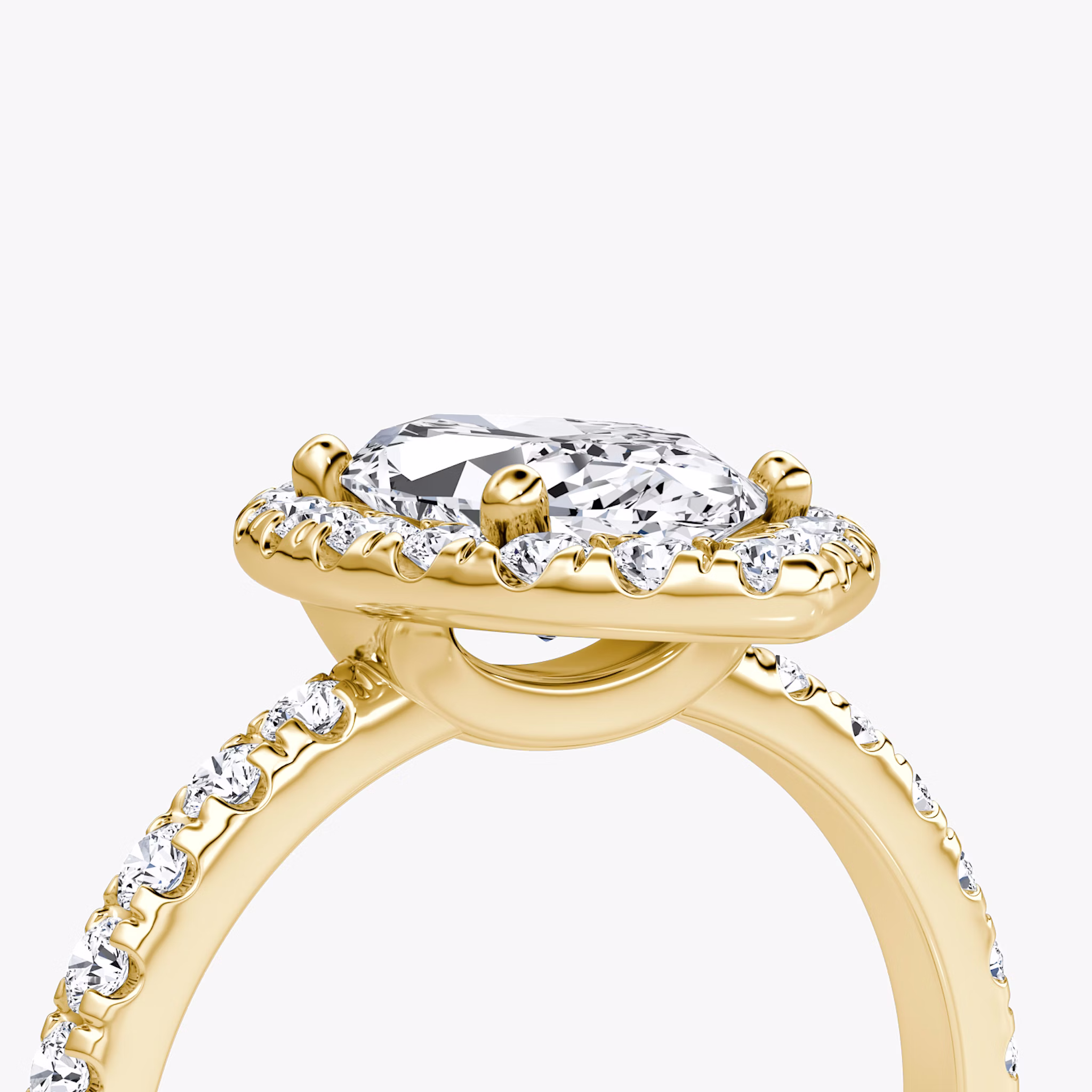 The Halo | Marquise | 18k | Yellow Gold | bandAccent: Pavé | haloSize: large | diamondOrientation: vertical | caratWeight: other