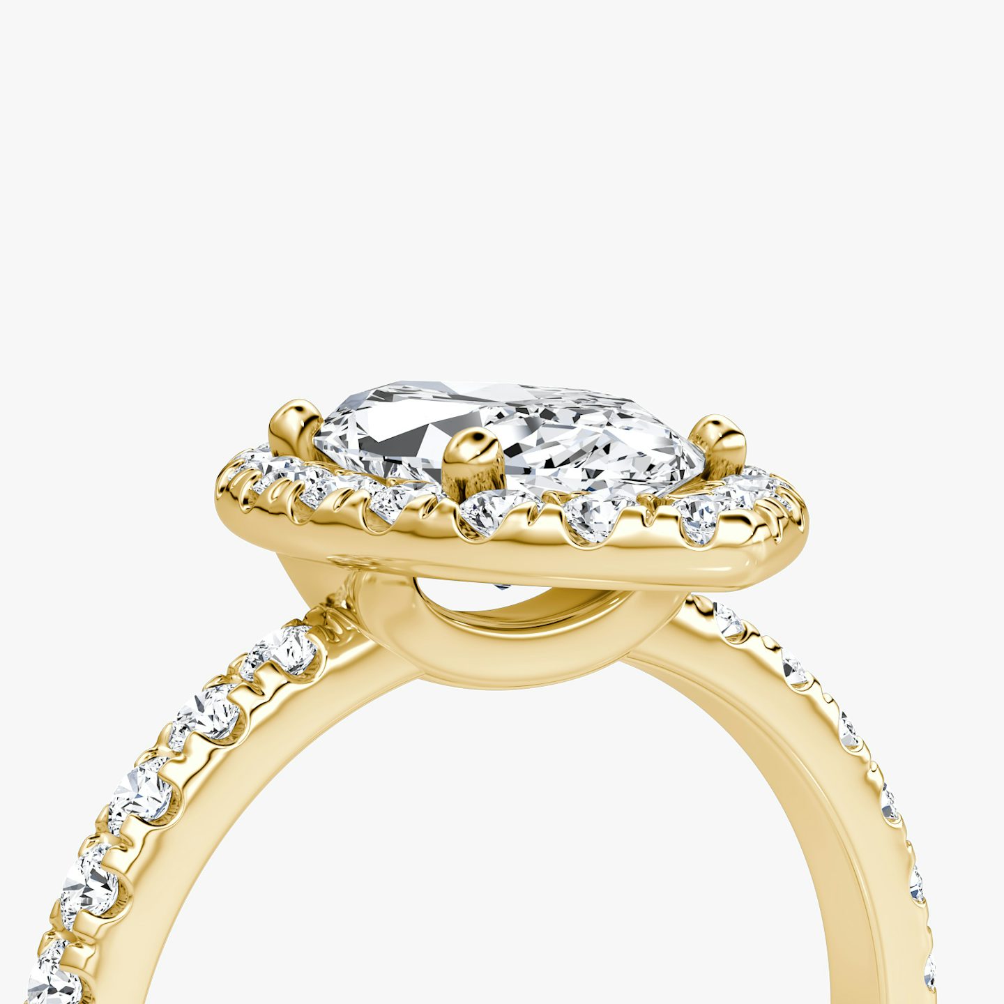 The Halo | Marquise | 18k | Yellow Gold | bandAccent: Pavé | haloSize: large | diamondOrientation: vertical | caratWeight: other