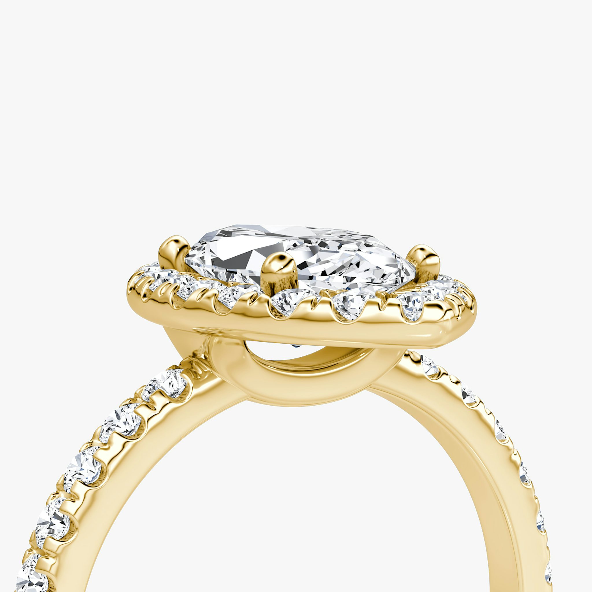 The Halo | Marquise | 18k | Yellow Gold | bandAccent: Pavé | haloSize: large | diamondOrientation: vertical | caratWeight: other