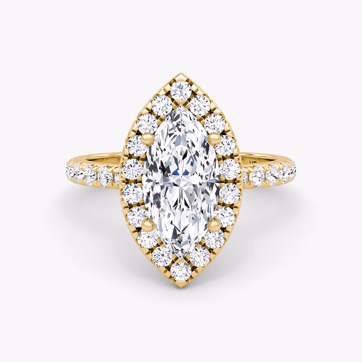 The Halo | Marquise | 18k | Yellow Gold | bandAccent: Pavé | haloSize: large | diamondOrientation: vertical | caratWeight: other