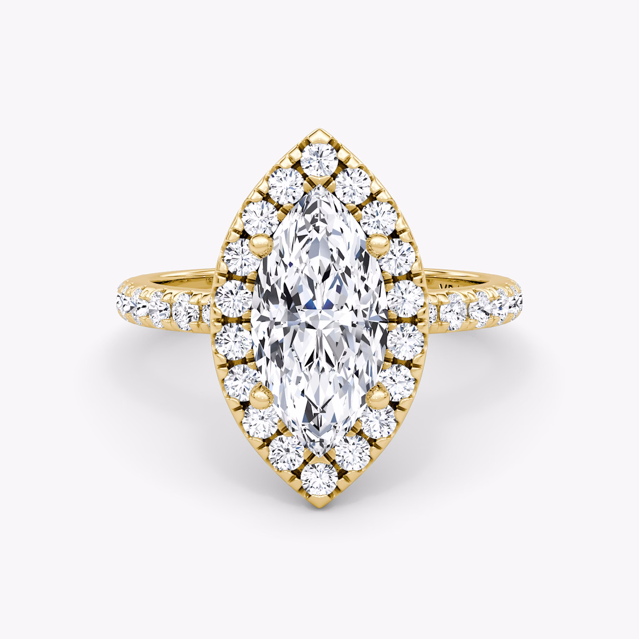 The Halo | Marquise | 18k | Yellow Gold | bandAccent: Pavé | haloSize: large | diamondOrientation: vertical | caratWeight: other