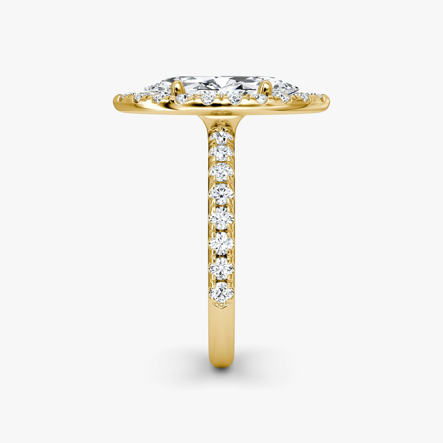 The Halo | Marquise | 18k | Yellow Gold | bandAccent: Pavé | haloSize: large | diamondOrientation: vertical | caratWeight: other