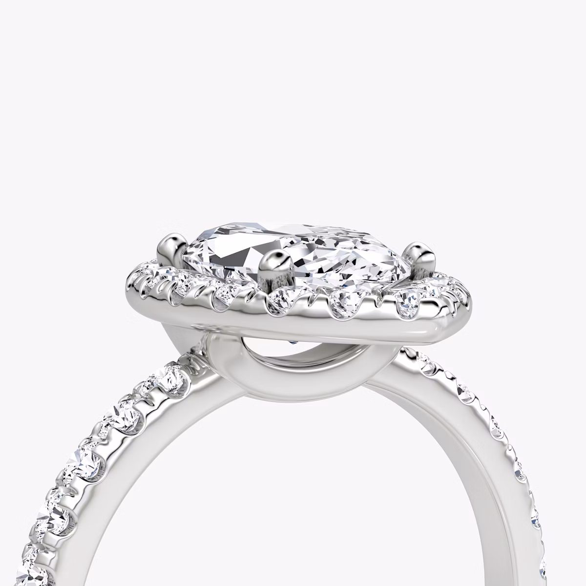 The Halo | Marquise | Platinum | bandAccent: Pavé | haloSize: large | diamondOrientation: vertical | caratWeight: other