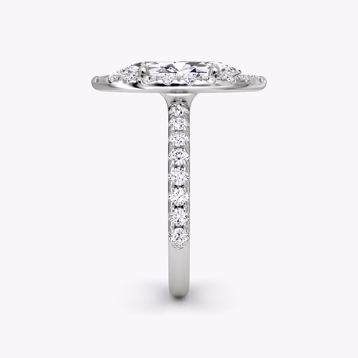 The Halo | Marquise | Platinum | bandAccent: Pavé | haloSize: large | diamondOrientation: vertical | caratWeight: other