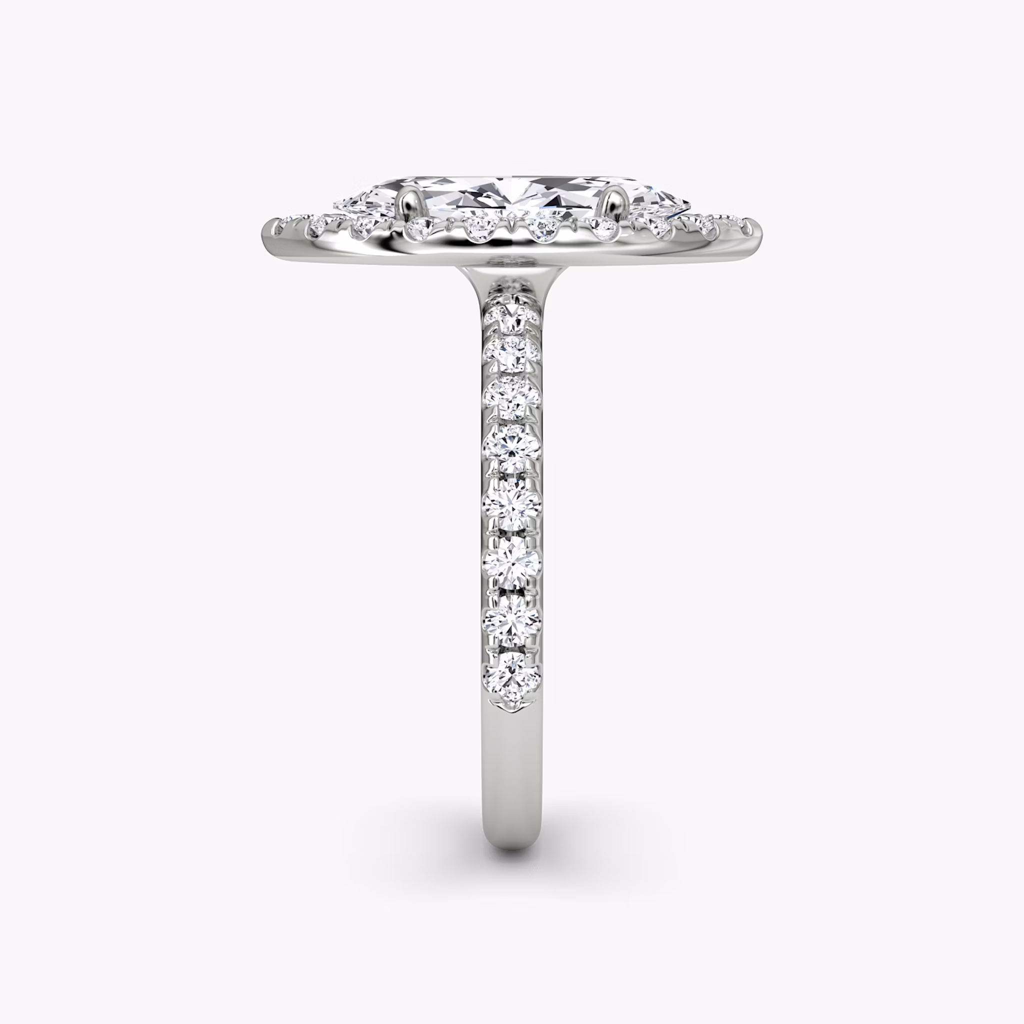 The Halo | Marquise | 18k | White Gold | bandAccent: Pavé | haloSize: large | diamondOrientation: vertical | caratWeight: other