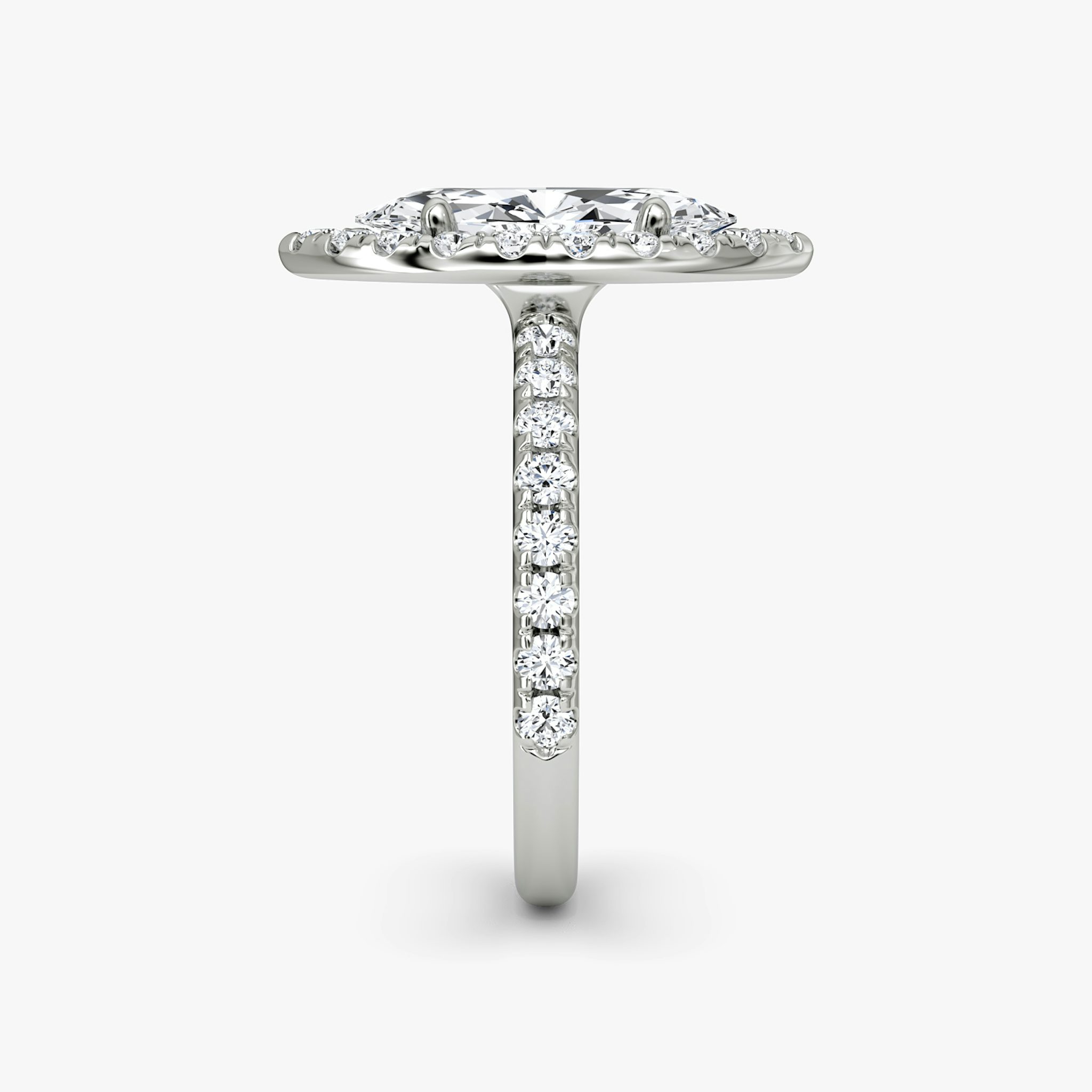 The Halo | Marquise | 18k | White Gold | bandAccent: Pavé | haloSize: large | diamondOrientation: vertical | caratWeight: other