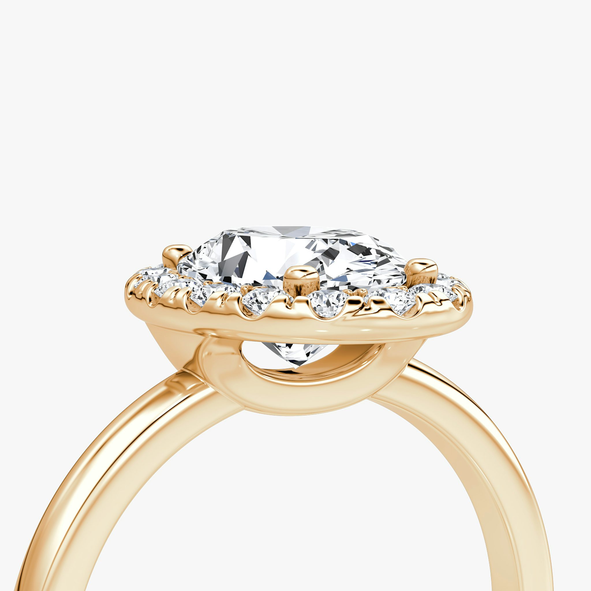 The Halo | Oval | 14k | Rose Gold | bandAccent: Plain | haloSize: large | diamondOrientation: vertical | caratWeight: other