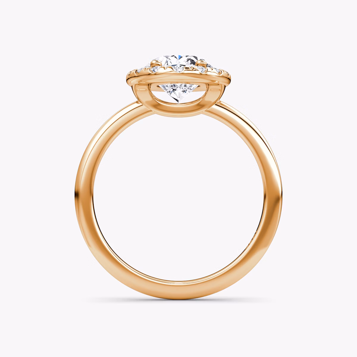 The Halo | Oval | 14k | Rose Gold | bandAccent: Plain | haloSize: large | diamondOrientation: vertical | caratWeight: other