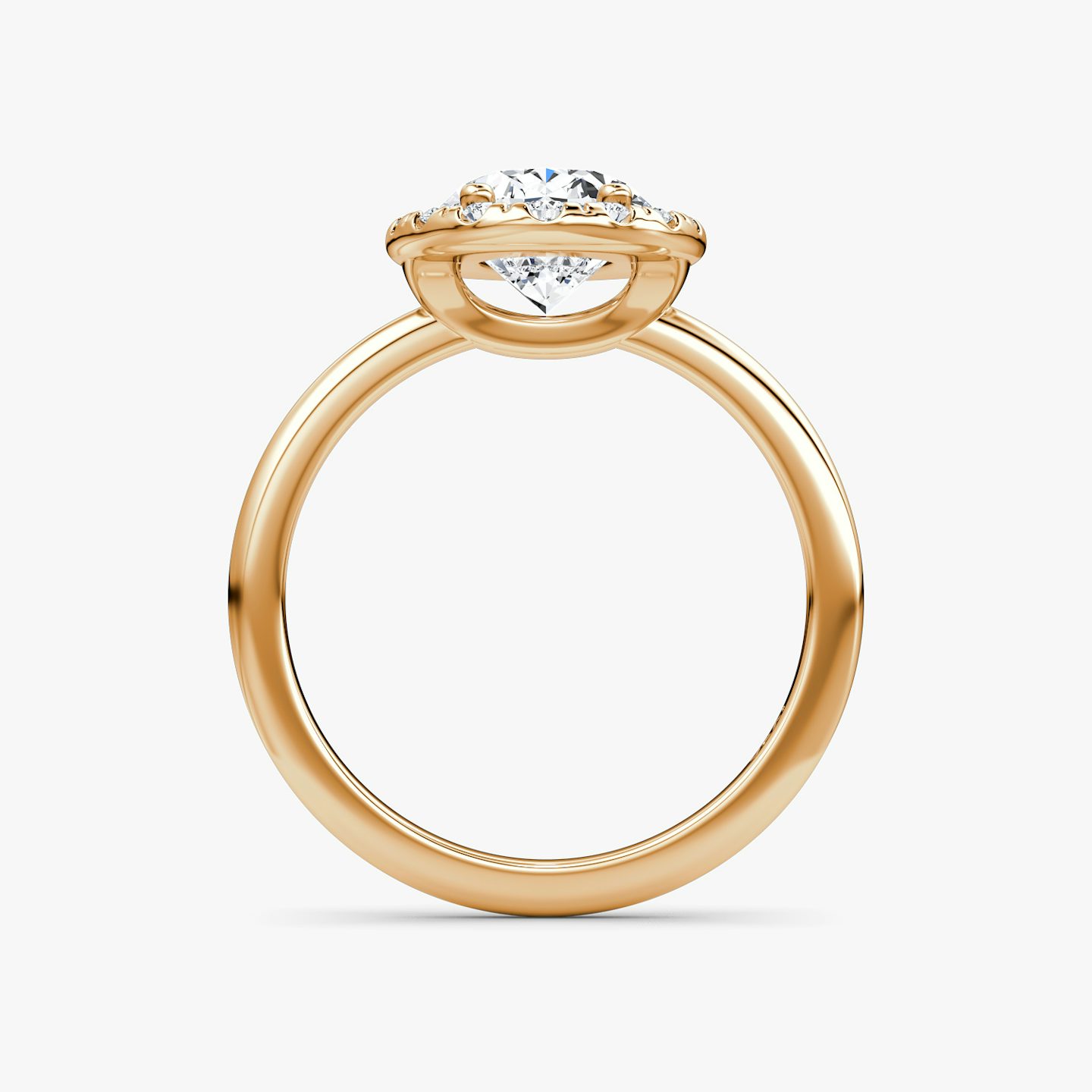 The Halo | Oval | 14k | Rose Gold | bandAccent: Plain | haloSize: large | diamondOrientation: vertical | caratWeight: other