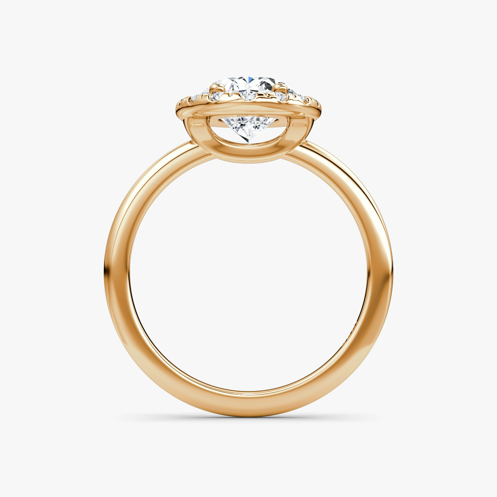 The Halo | Oval | 14k | Rose Gold | bandAccent: Plain | haloSize: large | diamondOrientation: vertical | caratWeight: other