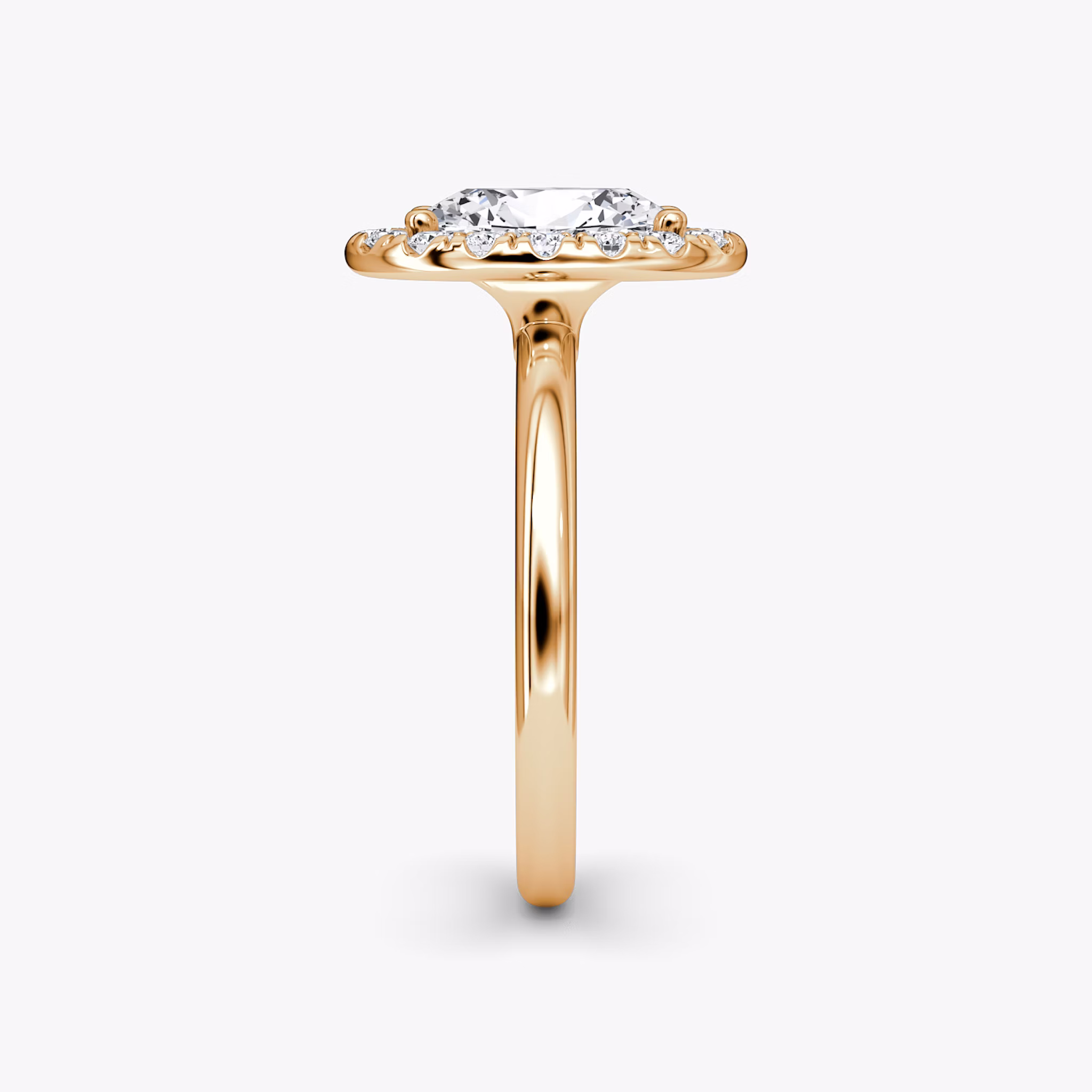 The Halo | Oval | 14k | Rose Gold | bandAccent: Plain | haloSize: large | diamondOrientation: vertical | caratWeight: other