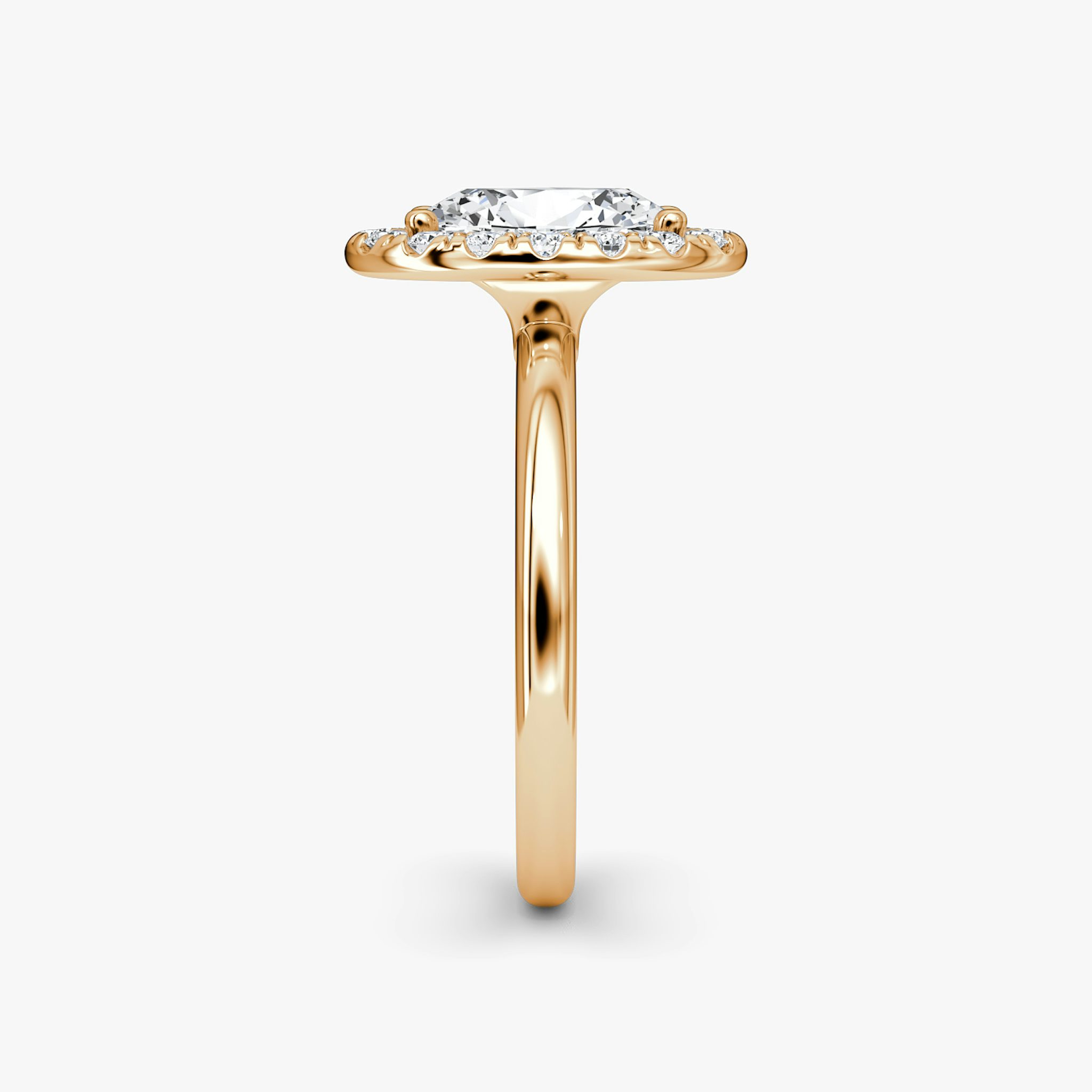 The Halo | Oval | 14k | Rose Gold | bandAccent: Plain | haloSize: large | diamondOrientation: vertical | caratWeight: other