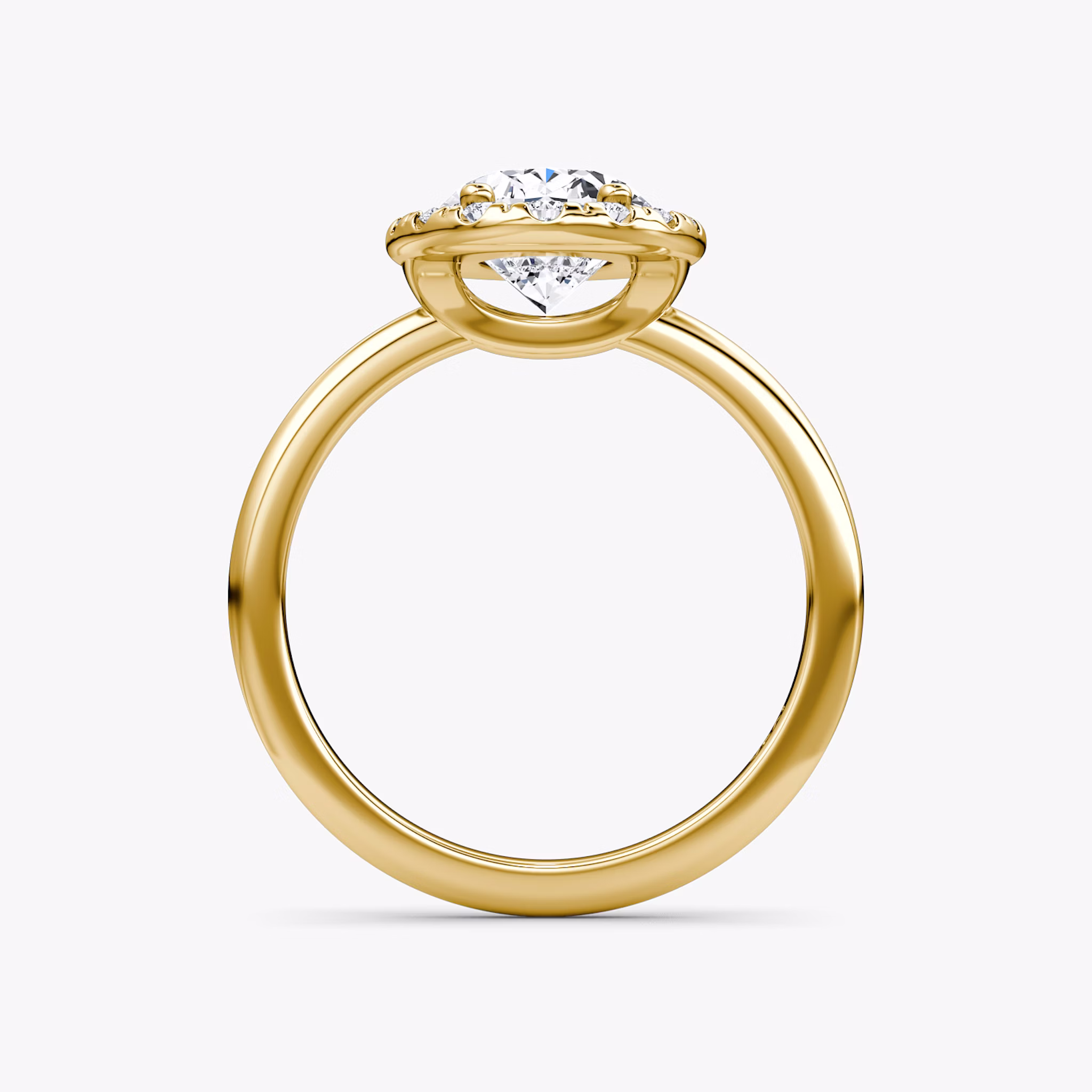 The Halo | Oval | 18k | Yellow Gold | bandAccent: Plain | haloSize: large | diamondOrientation: vertical | caratWeight: other