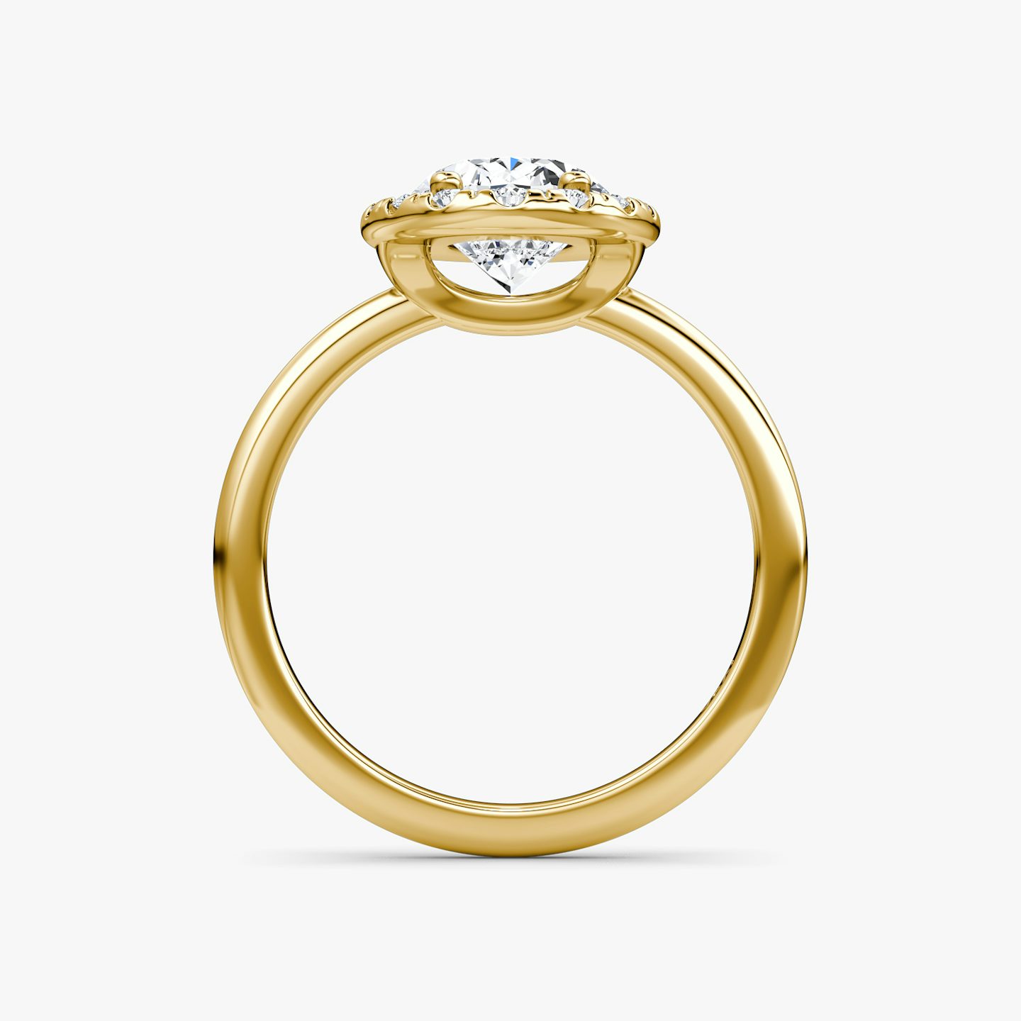 Anillo de compromiso Halo | Oval | 18k | Oro amarillo | bandAccent: Simple | haloSize: large | diamondOrientation: vertical | caratWeight: other