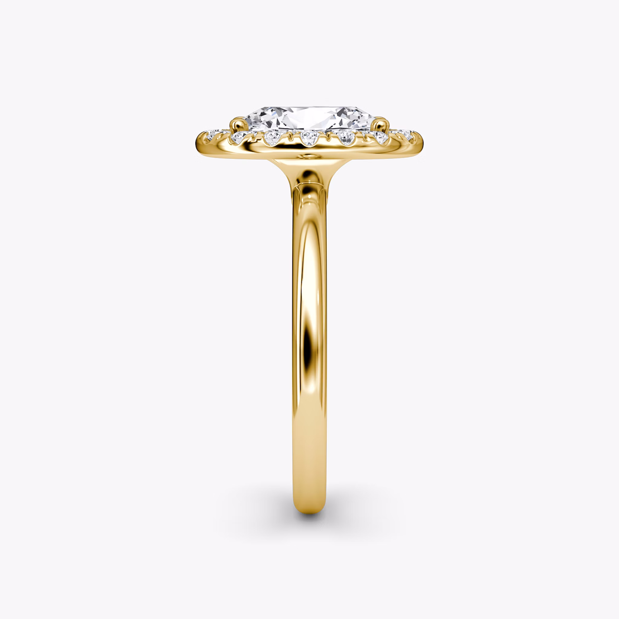 The Halo | Oval | 18k | Yellow Gold | bandAccent: Plain | haloSize: large | diamondOrientation: vertical | caratWeight: other