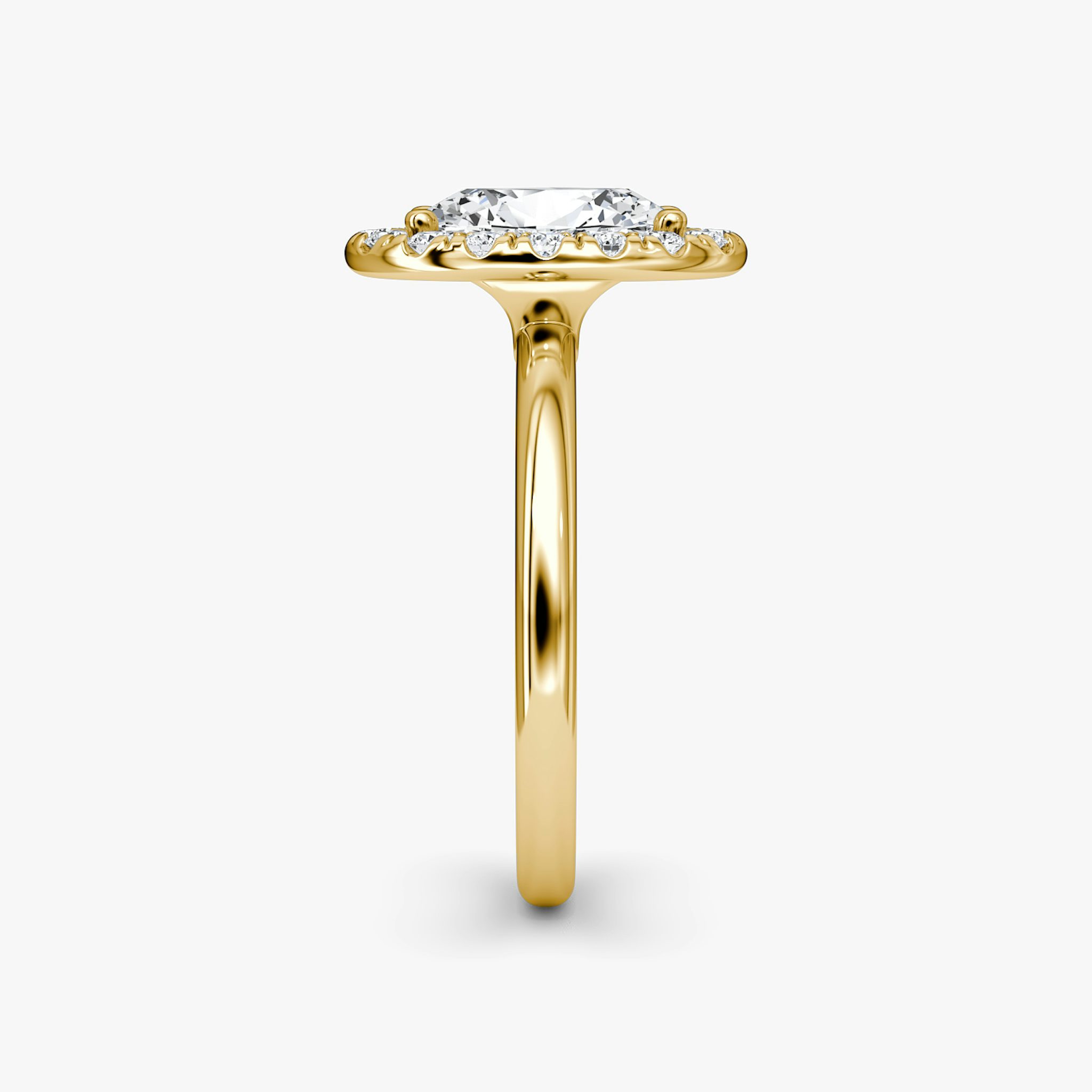 The Halo | Oval | 18k | Yellow Gold | bandAccent: Plain | haloSize: large | diamondOrientation: vertical | caratWeight: other