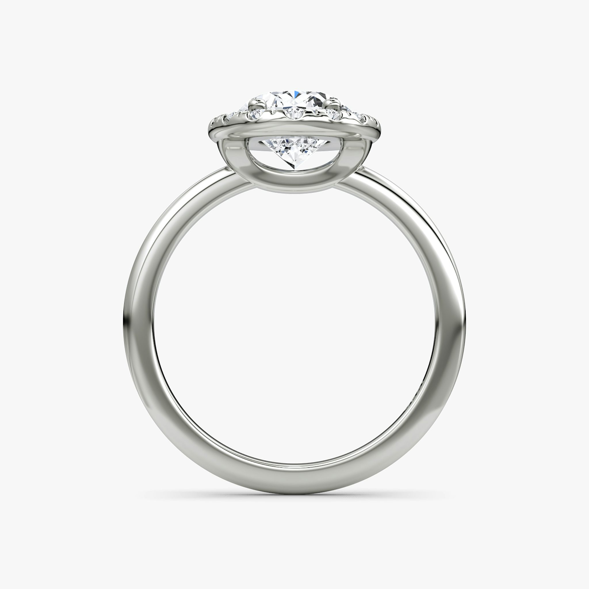 The Halo | Oval | 18k | White Gold | bandAccent: Plain | haloSize: large | diamondOrientation: vertical | caratWeight: other