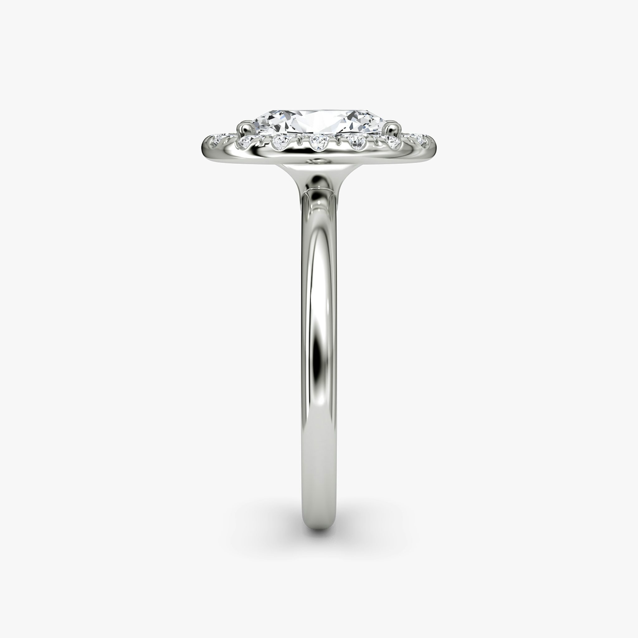 The Halo | Oval | 18k | White Gold | bandAccent: Plain | haloSize: large | diamondOrientation: vertical | caratWeight: other