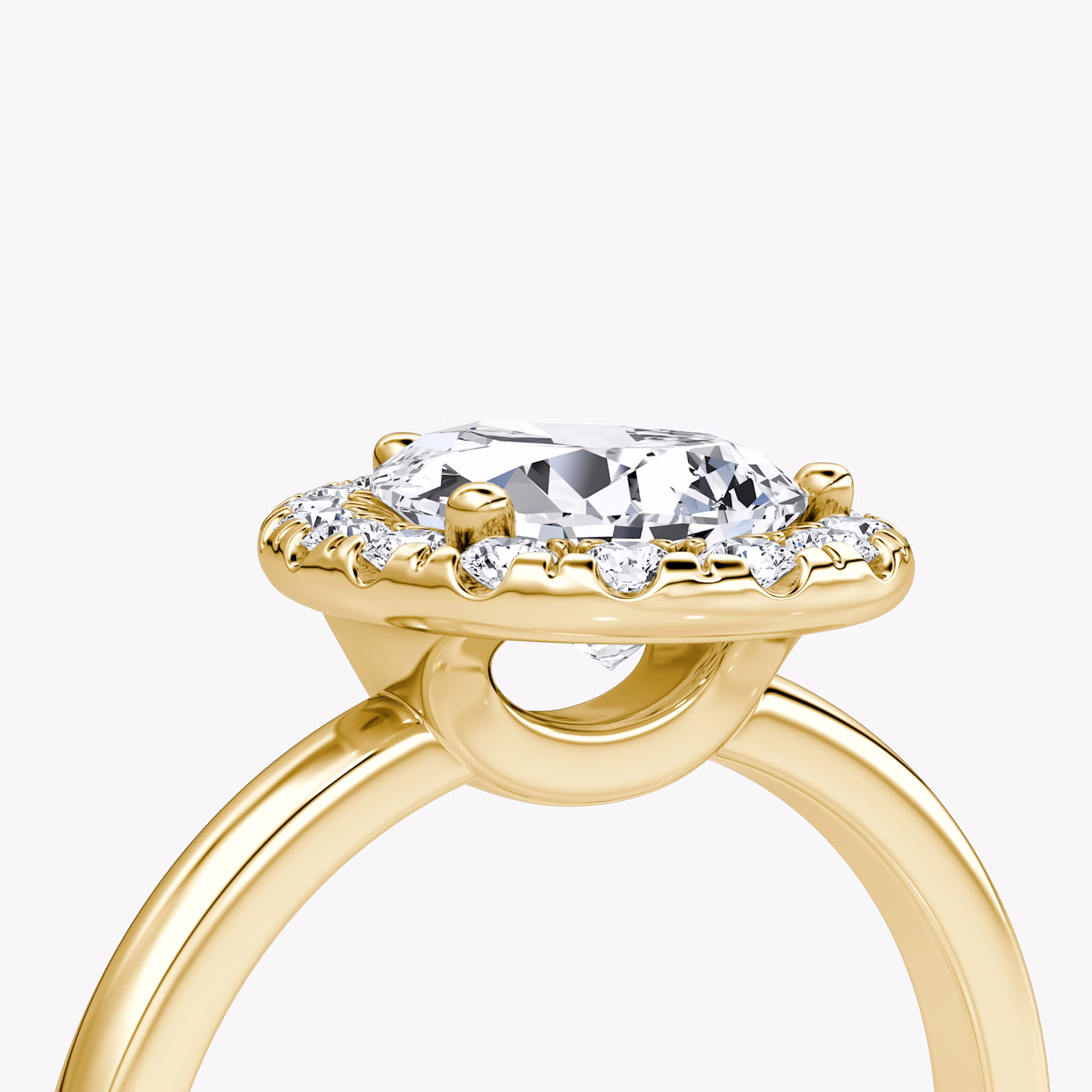 The Halo | Pear | 18k | Yellow Gold | bandAccent: Plain | haloSize: large | diamondOrientation: vertical | caratWeight: other