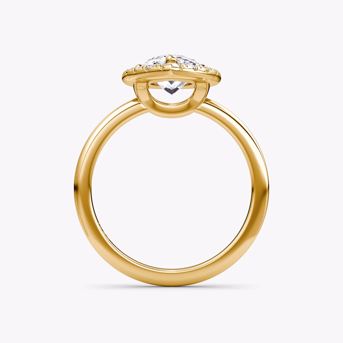 The Halo | Pear | 18k | Yellow Gold | bandAccent: Plain | haloSize: large | diamondOrientation: vertical | caratWeight: other