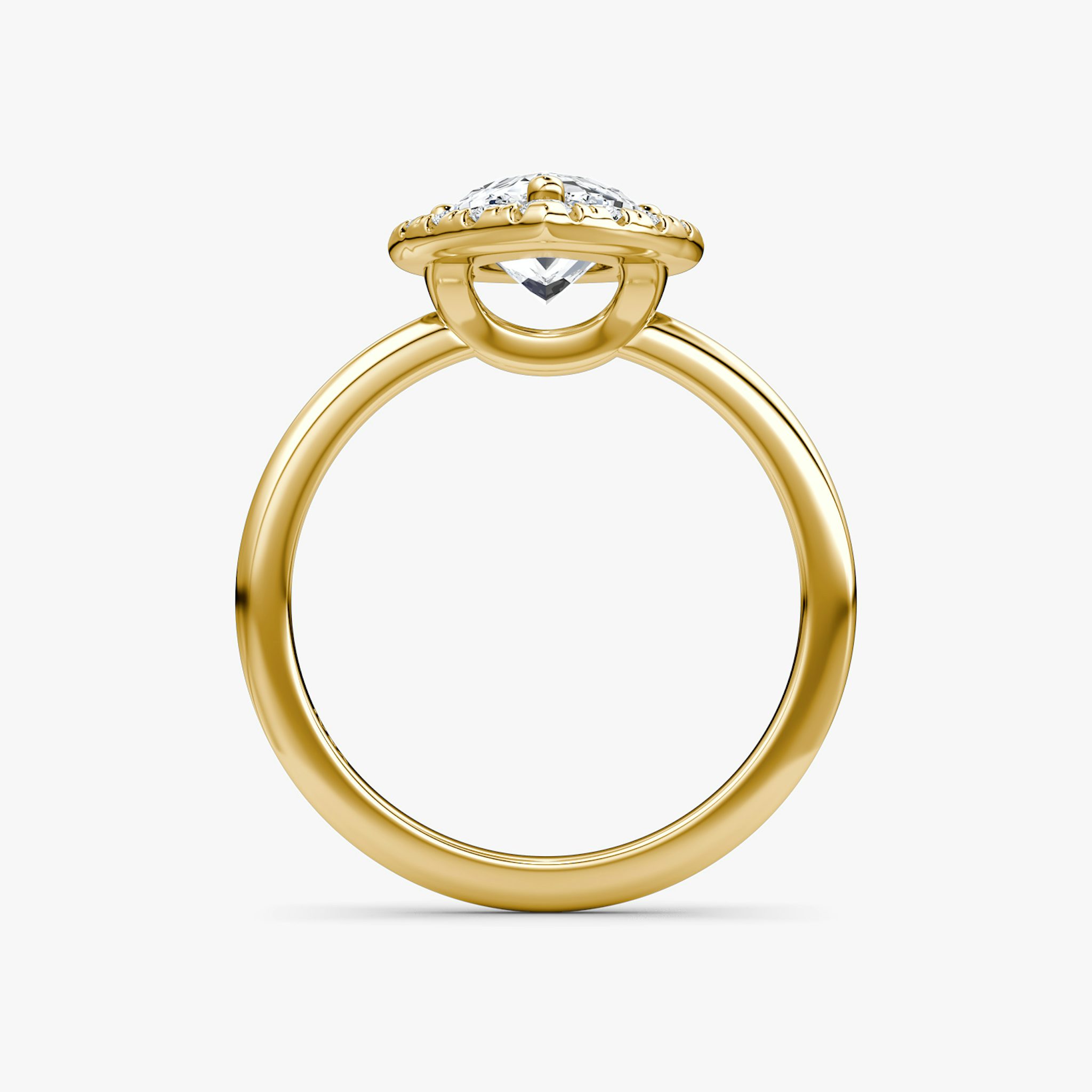 The Halo | Pear | 18k | Yellow Gold | bandAccent: Plain | haloSize: large | diamondOrientation: vertical | caratWeight: other