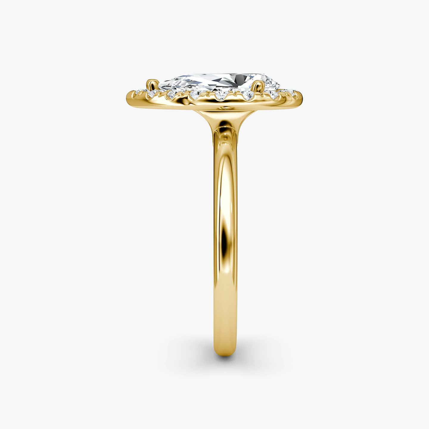 The Halo | Pear | 18k | Yellow Gold | bandAccent: Plain | haloSize: large | diamondOrientation: vertical | caratWeight: other