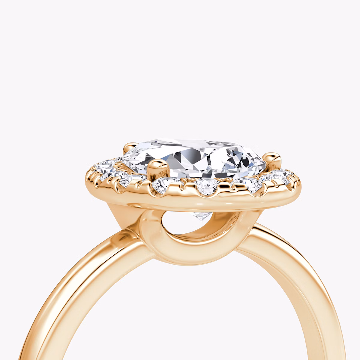 The Halo | Pear | 14k | Rose Gold | bandAccent: Plain | haloSize: large | diamondOrientation: vertical | caratWeight: other
