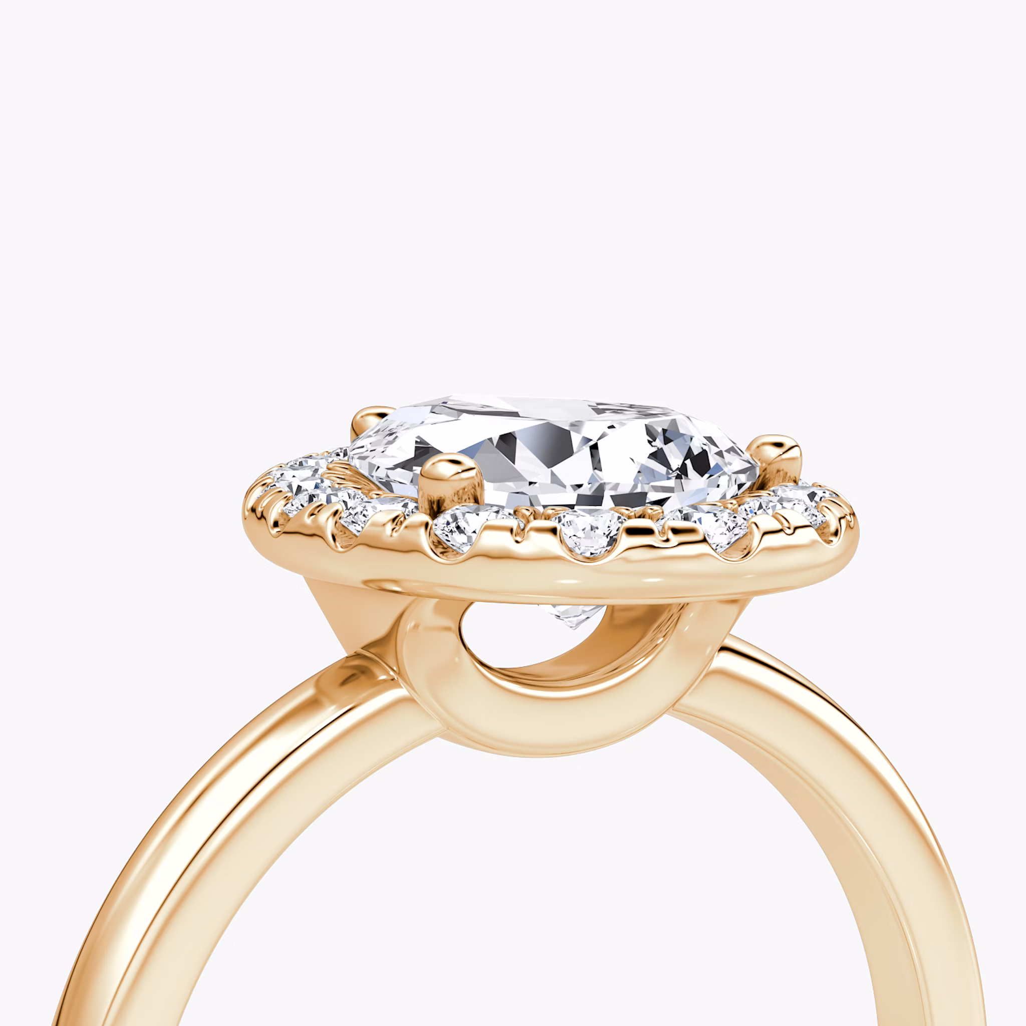 Halo | Tropfen | 14k | Roségold | bandAccent: Ohne Pavé-Besatz | haloSize: large | diamondOrientation: vertical | caratWeight: other