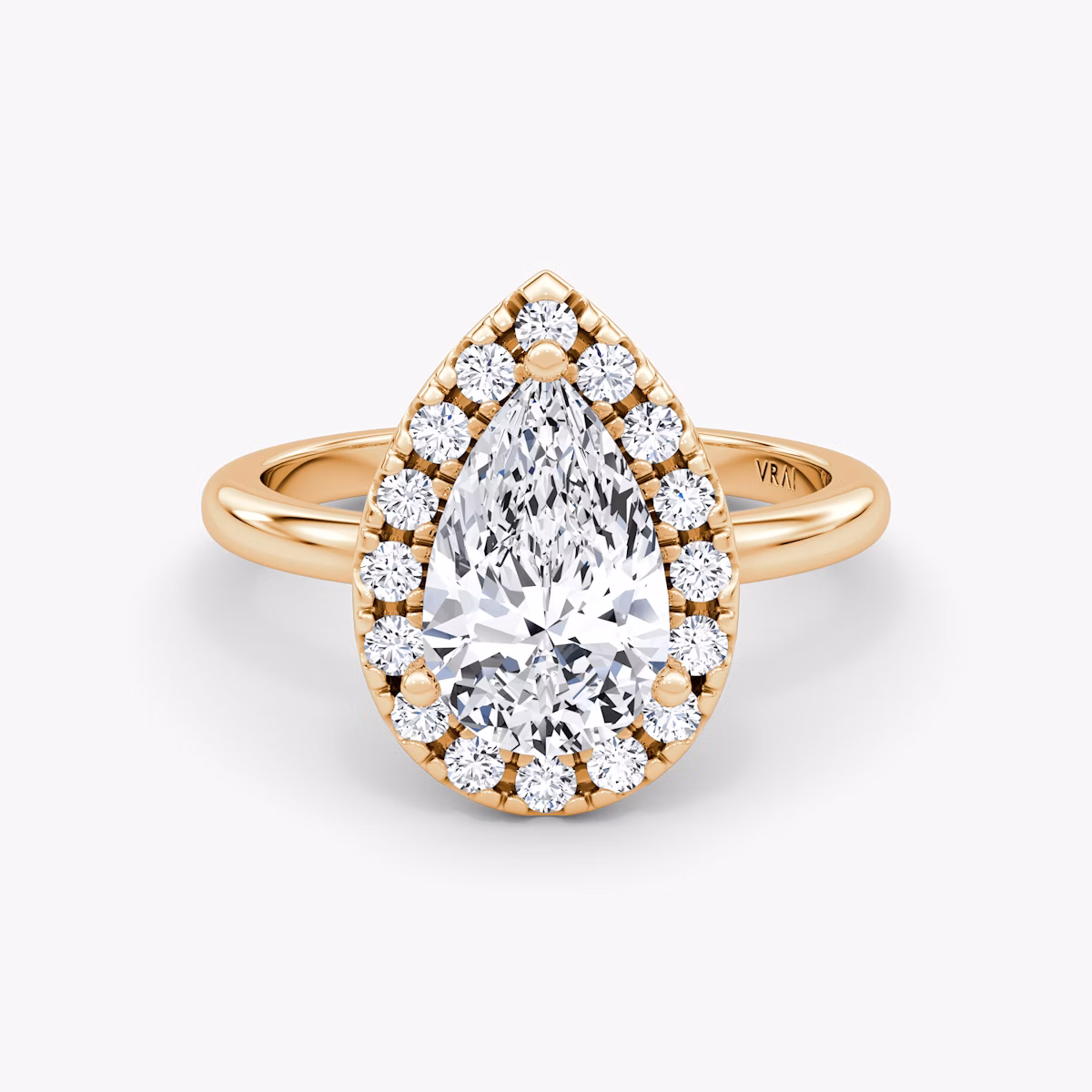 The Halo | Pear | 14k | Rose Gold | bandAccent: Plain | haloSize: large | diamondOrientation: vertical | caratWeight: other