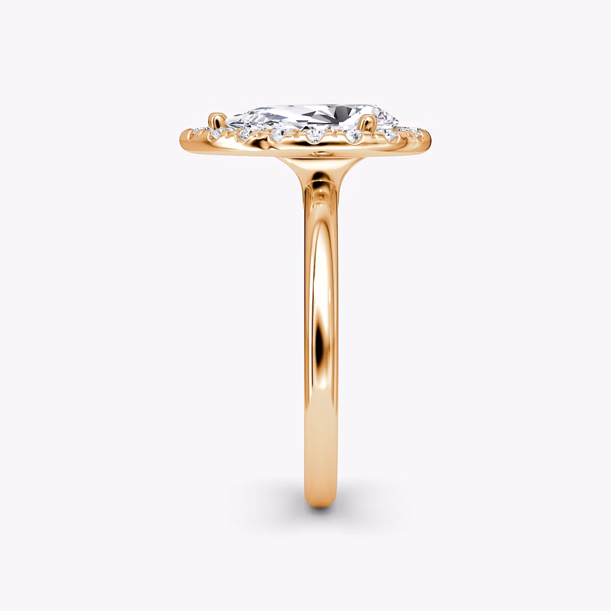 The Halo | Pear | 14k | Rose Gold | bandAccent: Plain | haloSize: large | diamondOrientation: vertical | caratWeight: other