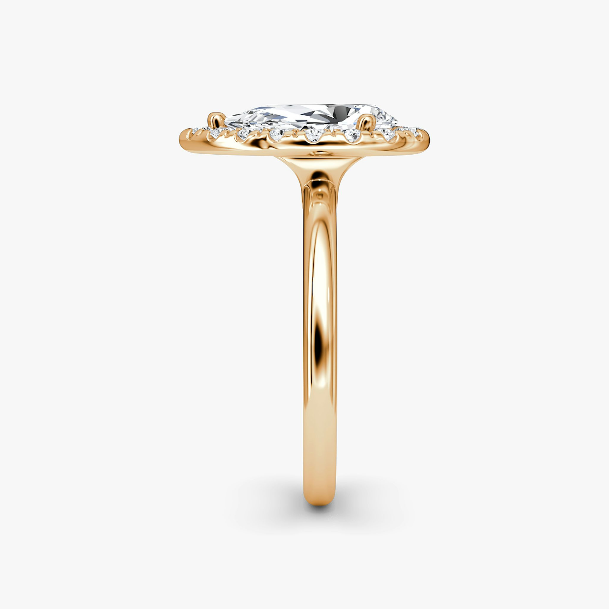 Halo | Tropfen | 14k | Roségold | bandAccent: Ohne Pavé-Besatz | haloSize: large | diamondOrientation: vertical | caratWeight: other