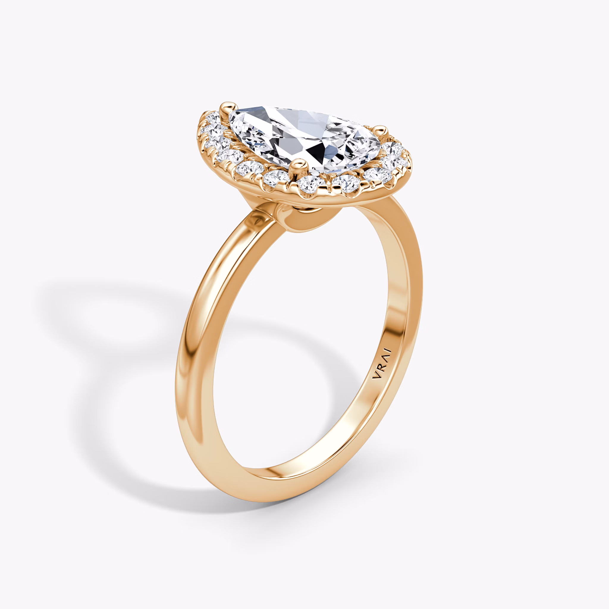Halo | Tropfen | 14k | Roségold | bandAccent: Ohne Pavé-Besatz | haloSize: large | diamondOrientation: vertical | caratWeight: other