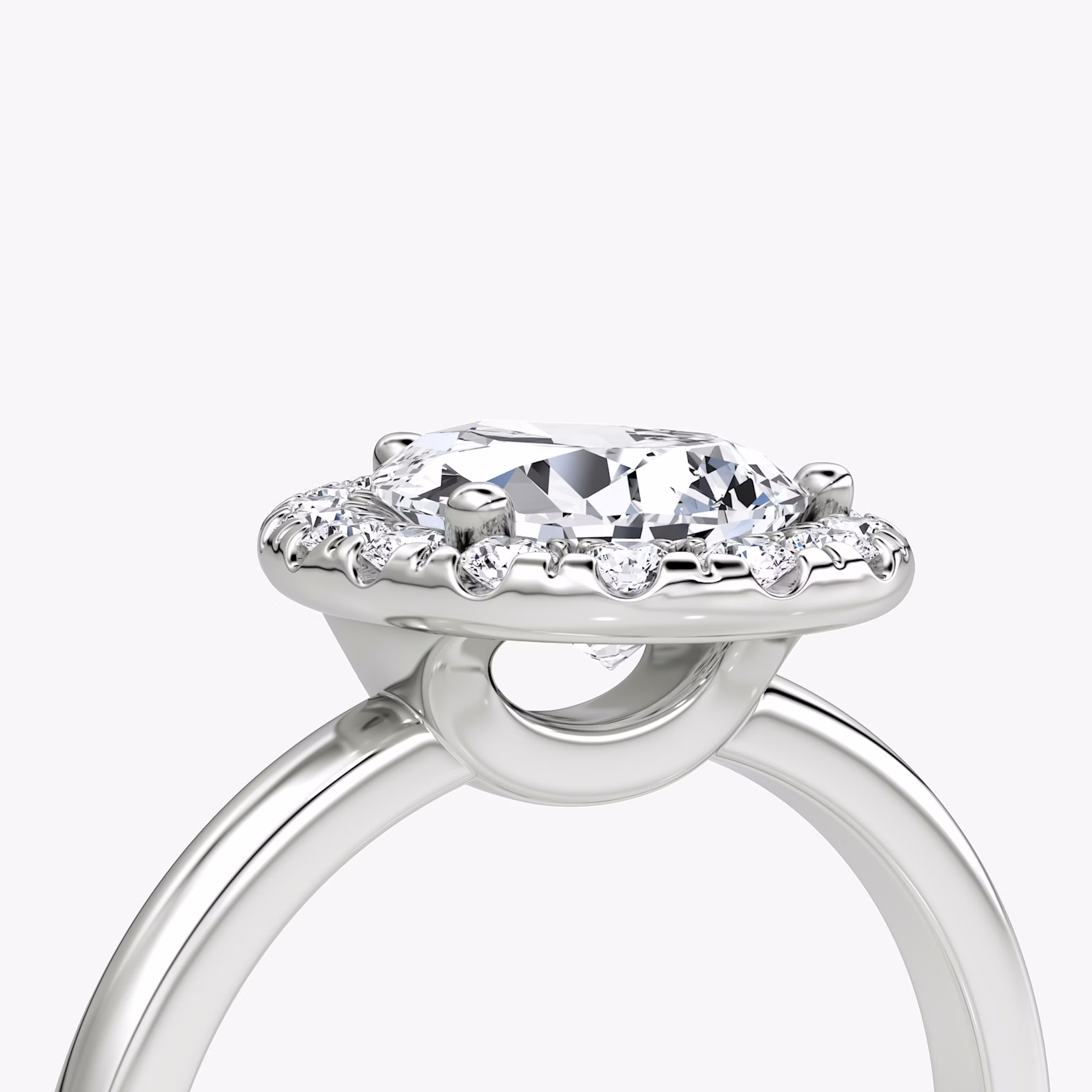 The Halo | Pear | 18k | White Gold | bandAccent: Plain | haloSize: large | diamondOrientation: vertical | caratWeight: other