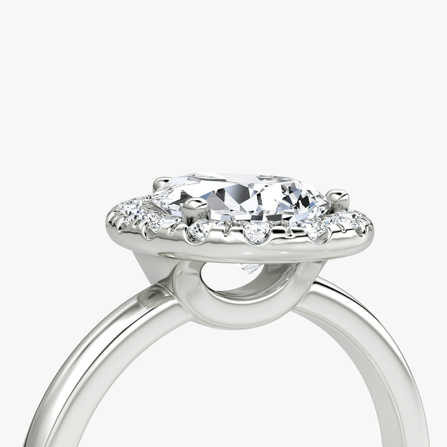 The Halo | Pear | Platinum | bandAccent: Plain | haloSize: large | diamondOrientation: vertical | caratWeight: other