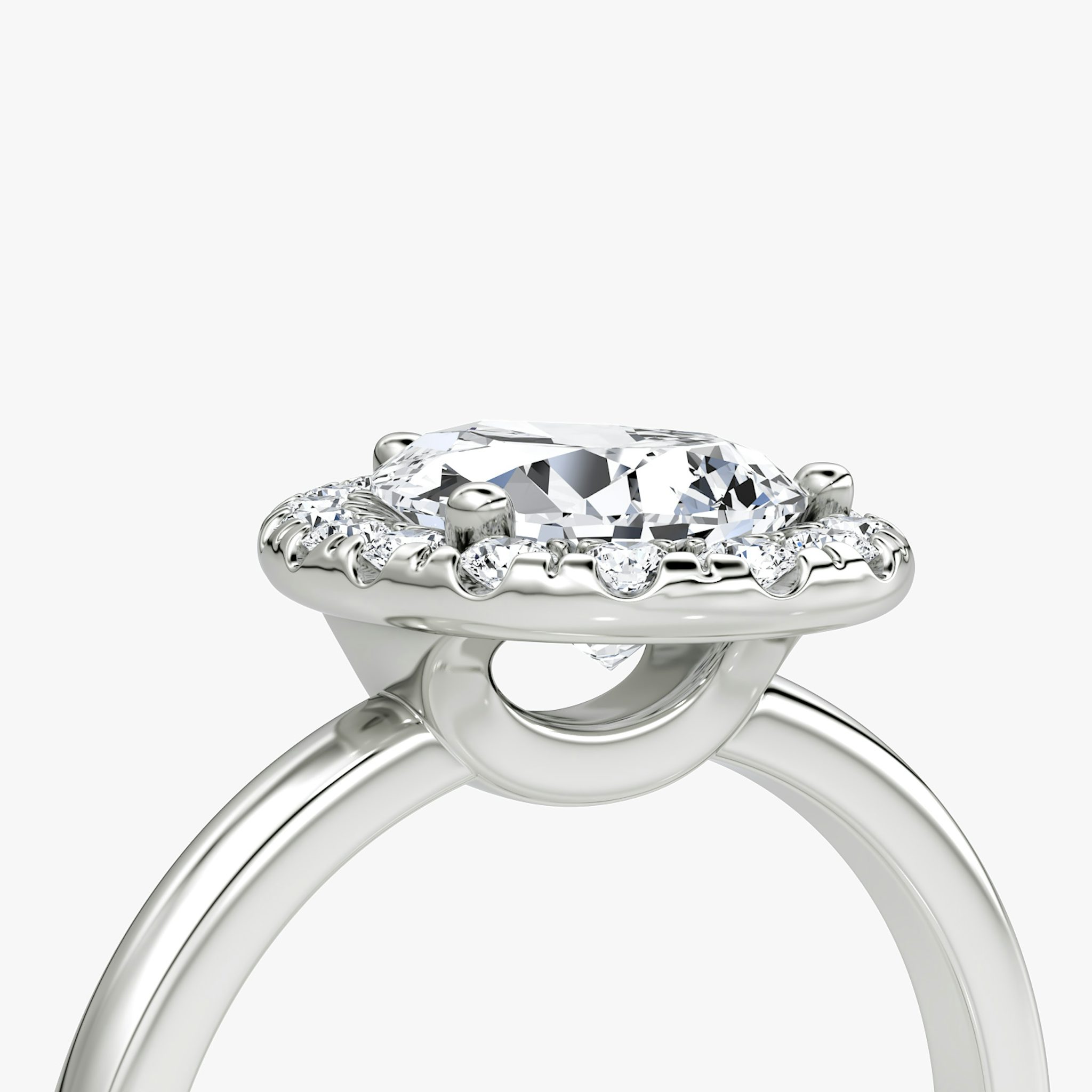The Halo | Pear | 18k | White Gold | bandAccent: Plain | haloSize: large | diamondOrientation: vertical | caratWeight: other