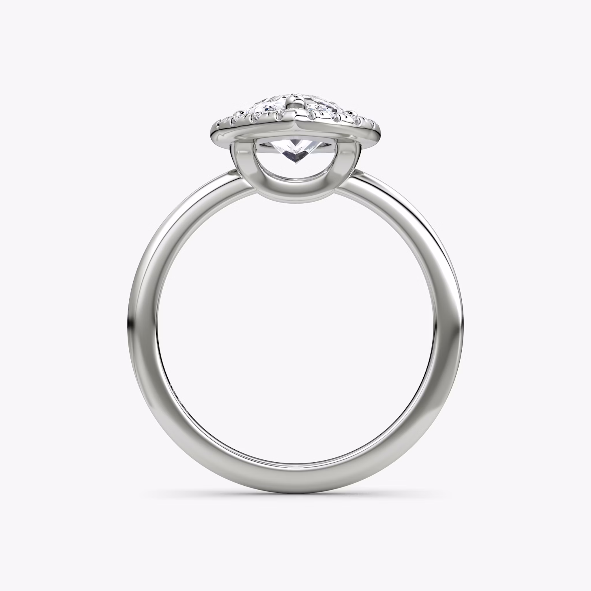 The Halo | Pear | 18k | White Gold | bandAccent: Plain | haloSize: large | diamondOrientation: vertical | caratWeight: other