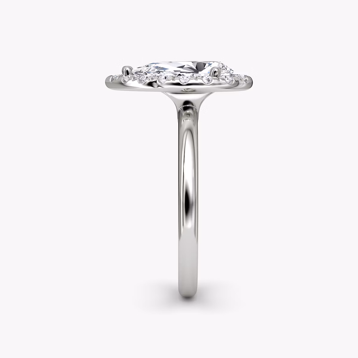 The Halo | Pear | 18k | White Gold | bandAccent: Plain | haloSize: large | diamondOrientation: vertical | caratWeight: other