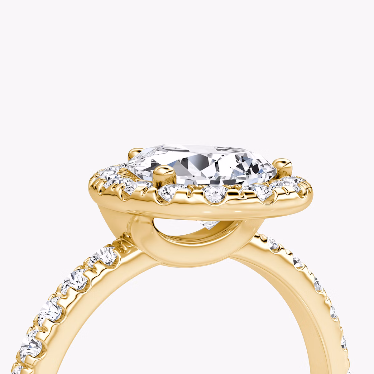 The Halo | Pear | 18k | Yellow Gold | bandAccent: Pavé | haloSize: large | diamondOrientation: vertical | caratWeight: other