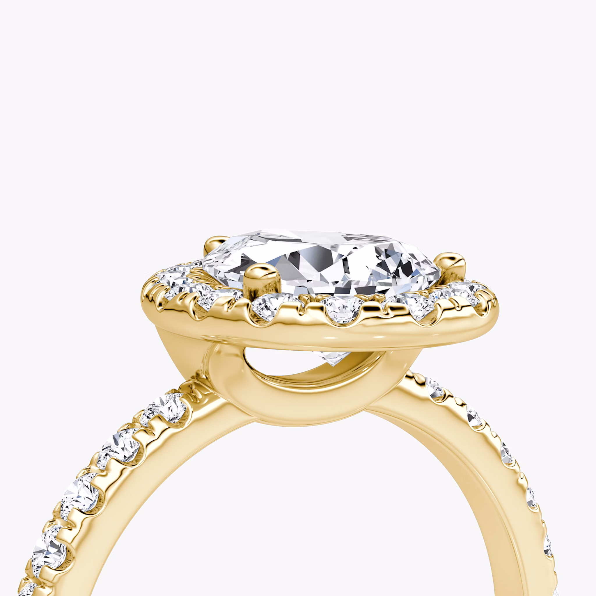 The Halo | Pear | 18k | Yellow Gold | bandAccent: Pavé | haloSize: large | diamondOrientation: vertical | caratWeight: other