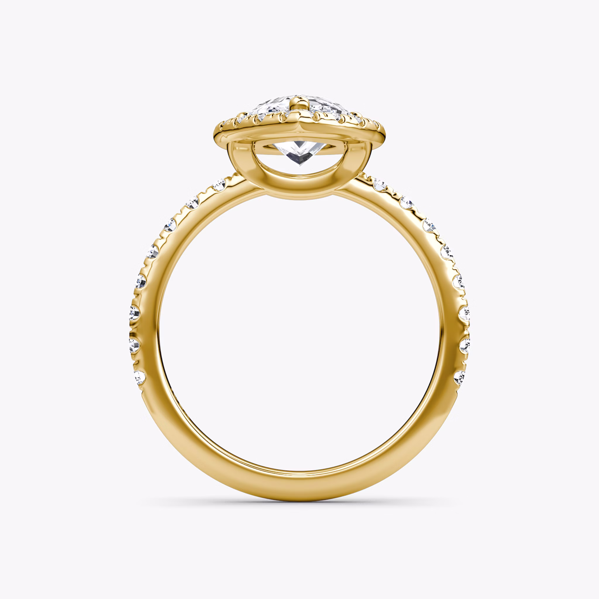 The Halo | Pear | 18k | Yellow Gold | bandAccent: Pavé | haloSize: large | diamondOrientation: vertical | caratWeight: other