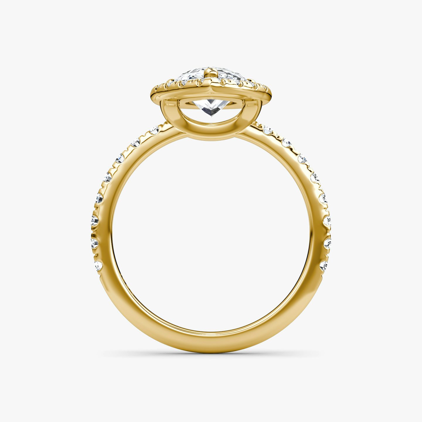 The Halo | Pear | 18k | Yellow Gold | bandAccent: Pavé | haloSize: large | diamondOrientation: vertical | caratWeight: other