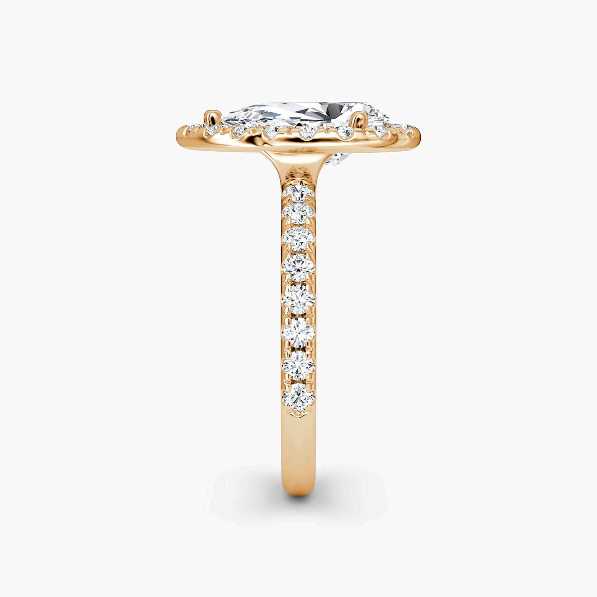 The Halo | Pear | 14k | Rose Gold | bandAccent: Pavé | haloSize: large | diamondOrientation: vertical | caratWeight: other