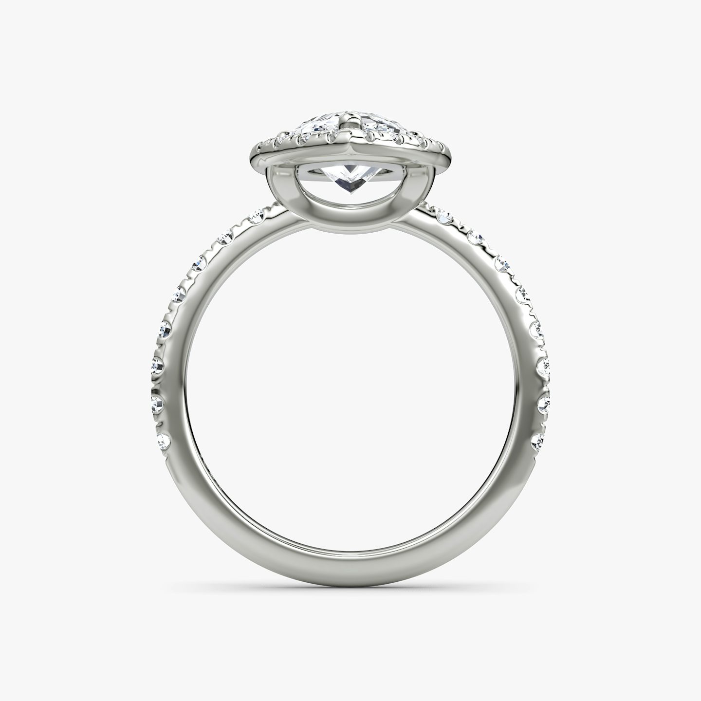 The Halo | Pear | 18k | White Gold | bandAccent: Pavé | haloSize: large | diamondOrientation: vertical | caratWeight: other