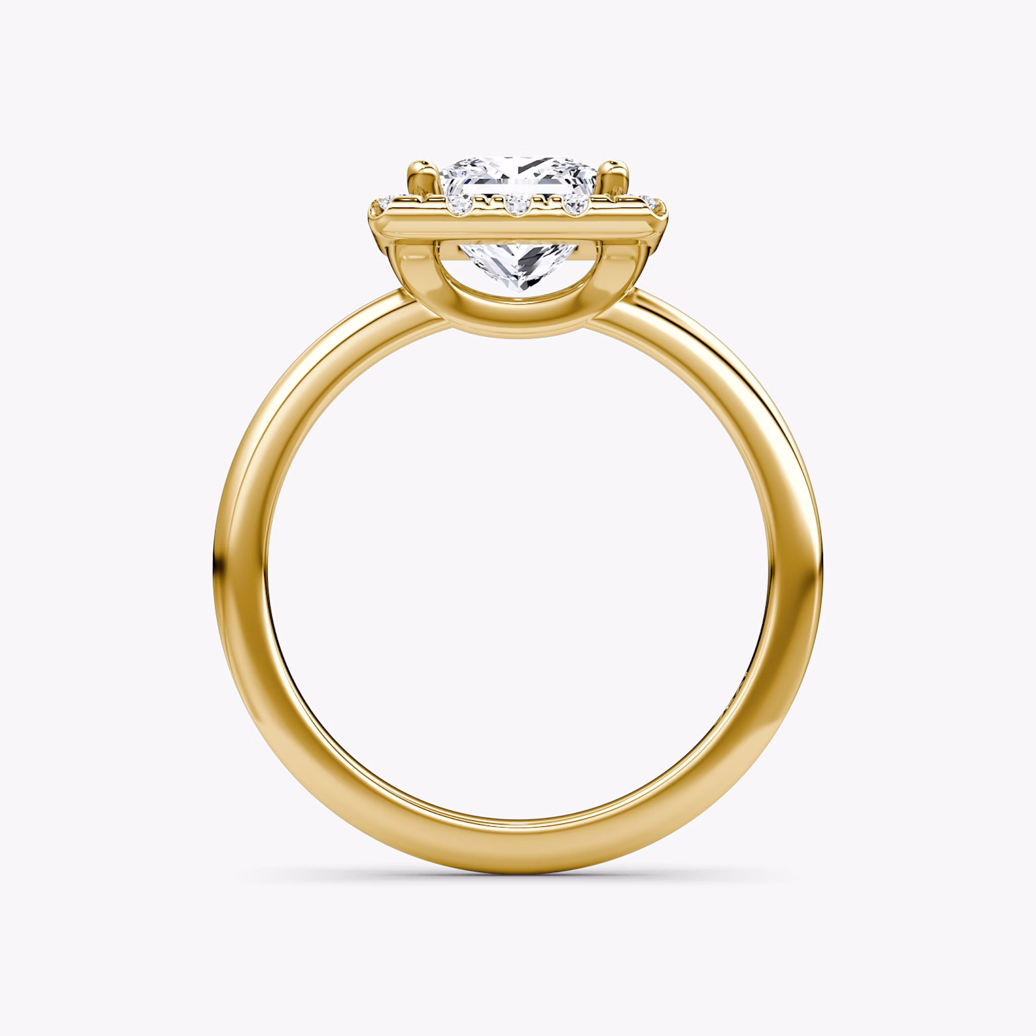 The Halo | Princess | 18k | Yellow Gold | bandAccent: Plain | haloSize: large | diamondOrientation: vertical | caratWeight: other