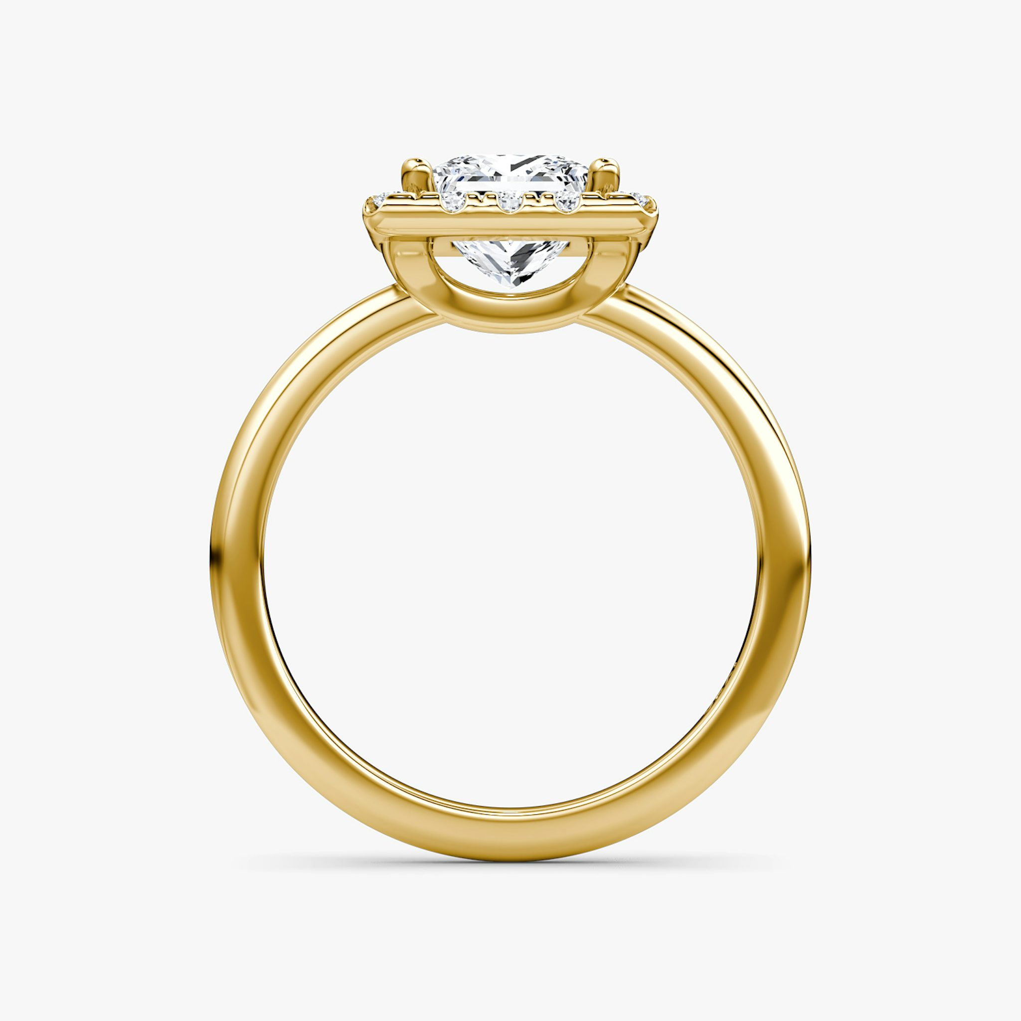 The Halo | Princess | 18k | Yellow Gold | bandAccent: Plain | haloSize: large | diamondOrientation: vertical | caratWeight: other