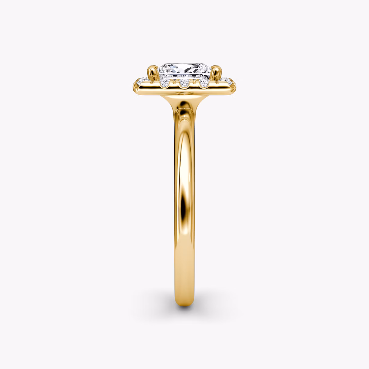 The Halo | Princess | 18k | Yellow Gold | bandAccent: Plain | haloSize: large | diamondOrientation: vertical | caratWeight: other