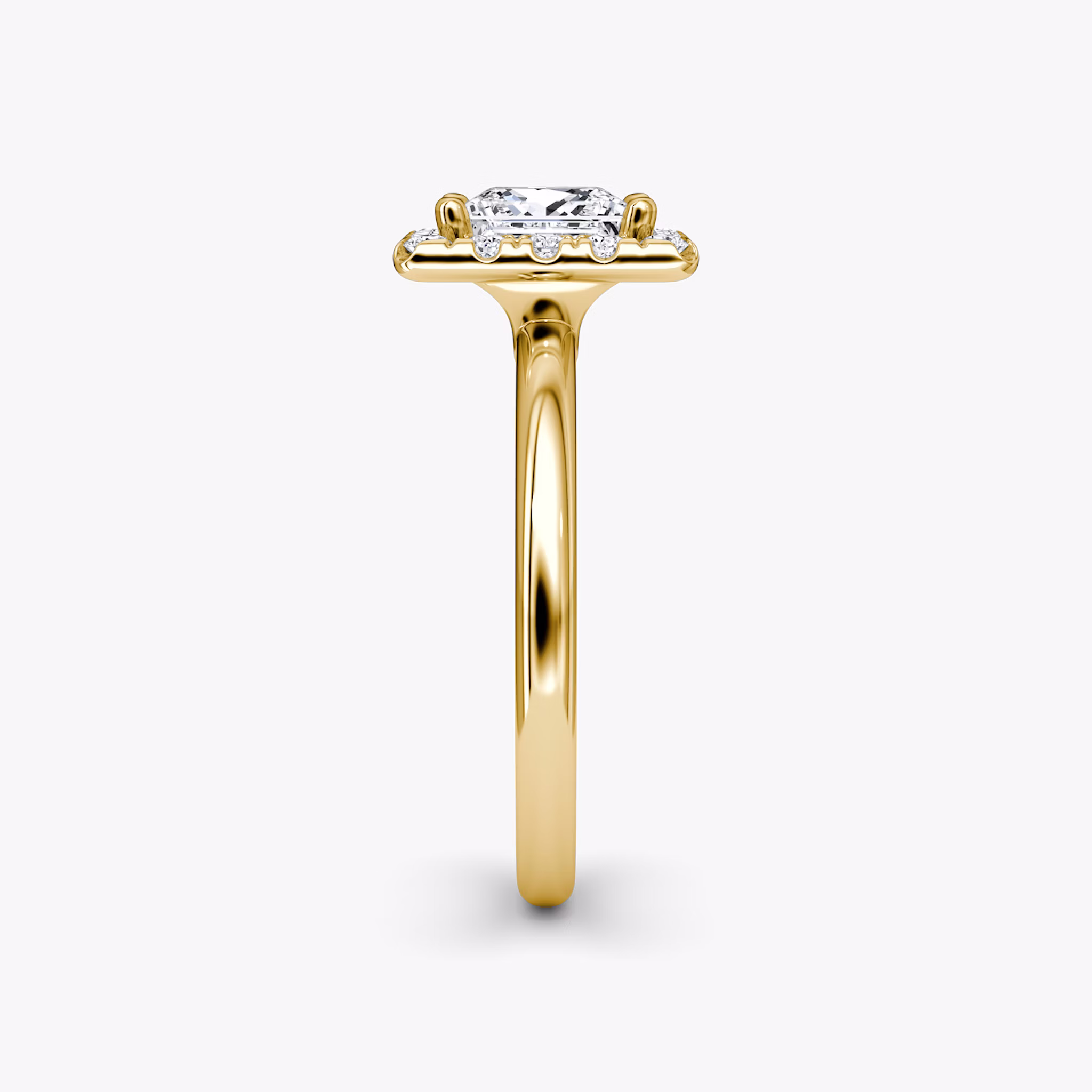 The Halo | Princess | 18k | Yellow Gold | bandAccent: Plain | haloSize: large | diamondOrientation: vertical | caratWeight: other