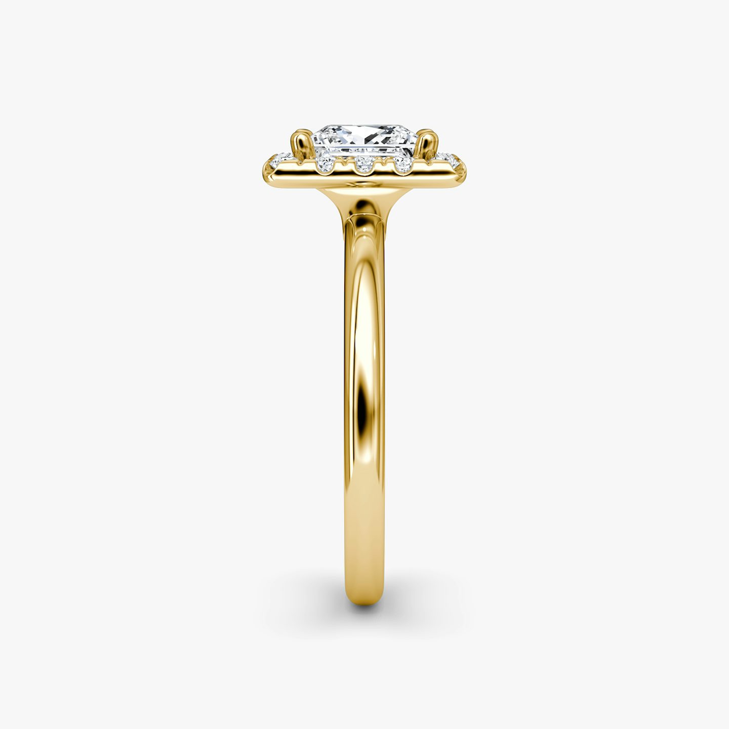 The Halo | Princess | 18k | Yellow Gold | bandAccent: Plain | haloSize: large | diamondOrientation: vertical | caratWeight: other
