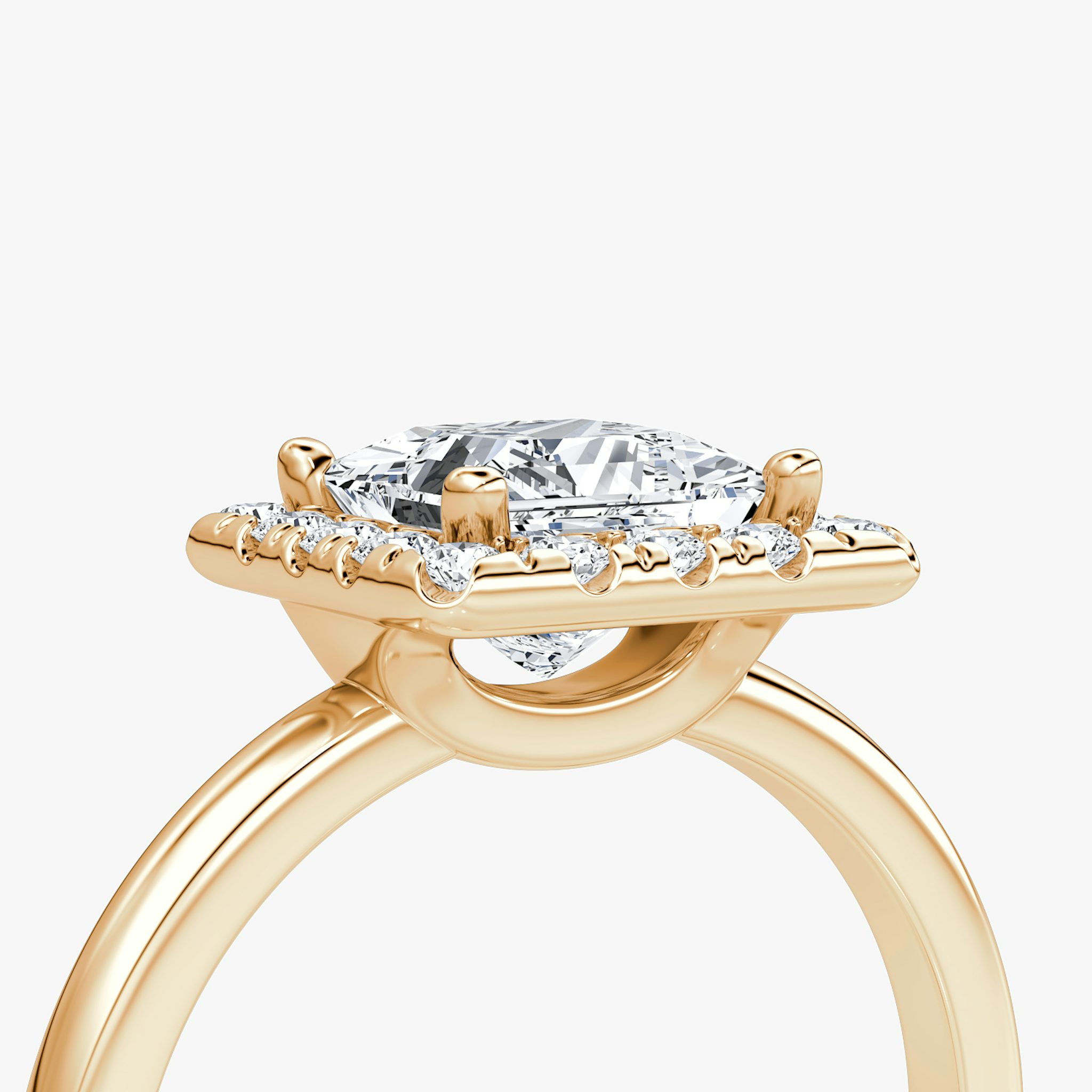 The Halo | Princess | 14k | Rose Gold | bandAccent: Plain | haloSize: large | diamondOrientation: vertical | caratWeight: other